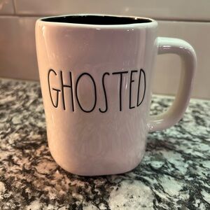Rae Dunn Ghosted White Ceramic Mug with Black Interior